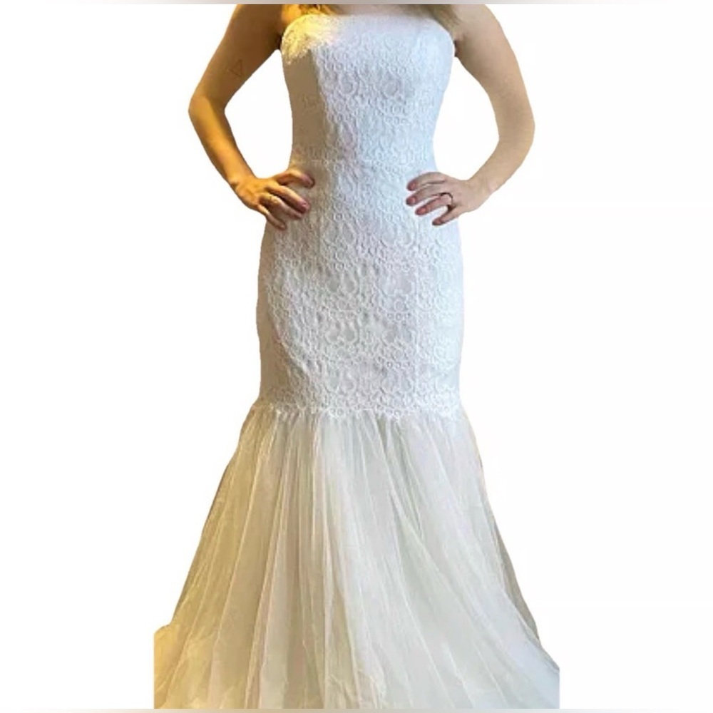 New Galina Strapless Ivory Elegant Trumpet Wedding Dress